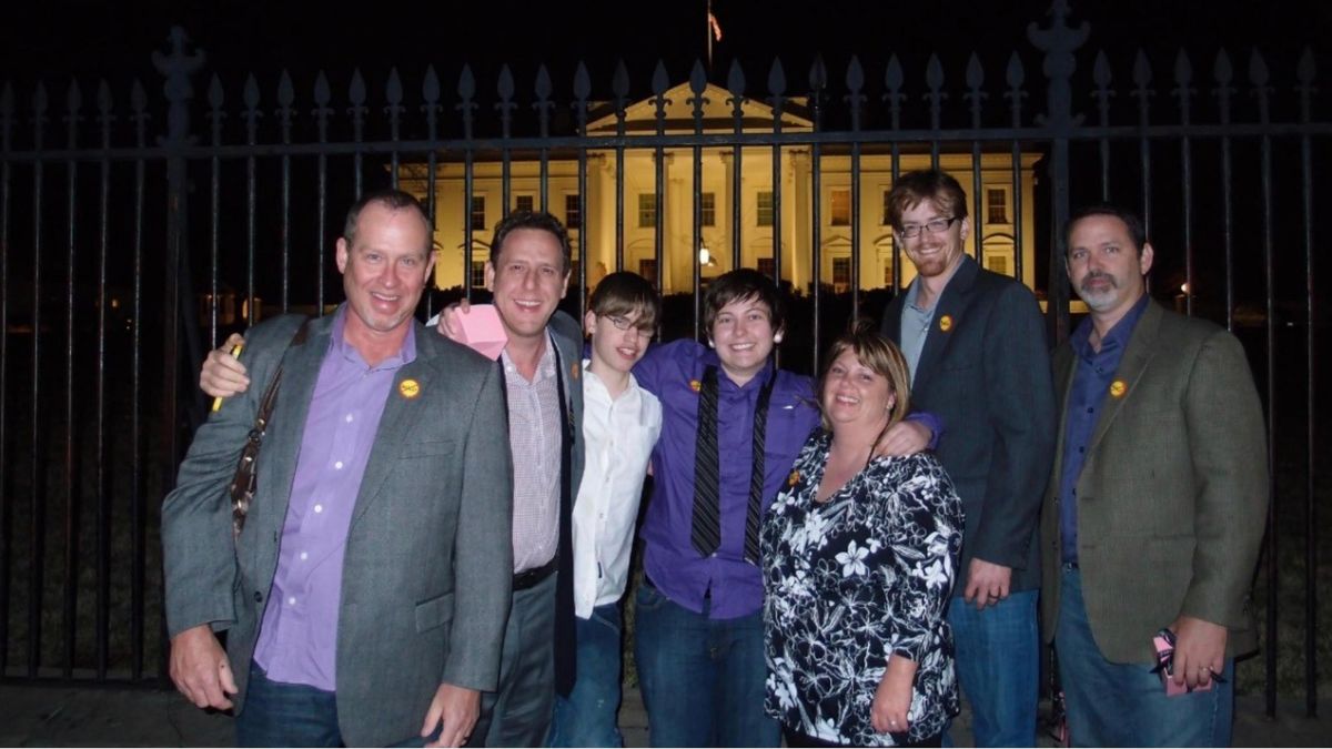 Advocacy delegation outside the White House gates